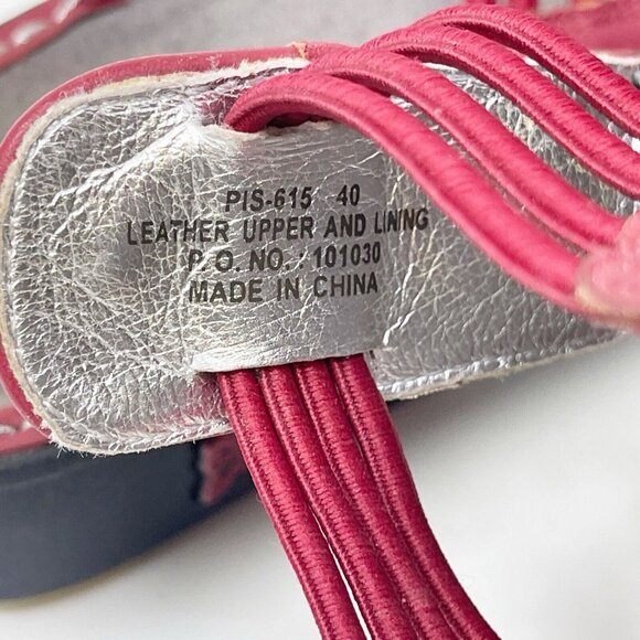 Alegria PIS-615 Red Leather Seashell Embellished Slip On Comfort Sandals Size 40 - Picture 8 of 9